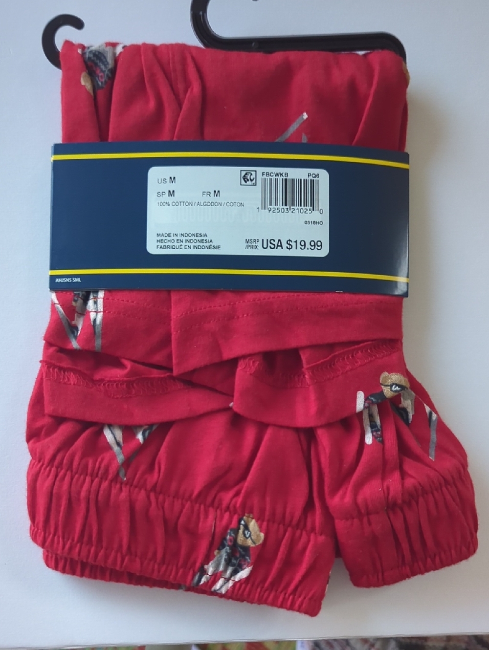 Polo Ralph Lauren Red 100% Cotton Boxer Shorts with Skier Bear Print - Picture 2 of 2